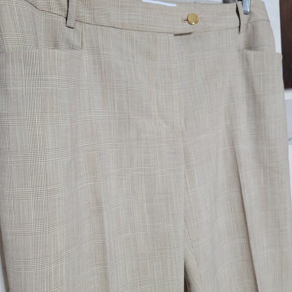 NWT Calvin Klein Suits Modern Fit Beige Plaid High Rise Straight Dress Pants✨️6 - Picture 4 of 13
